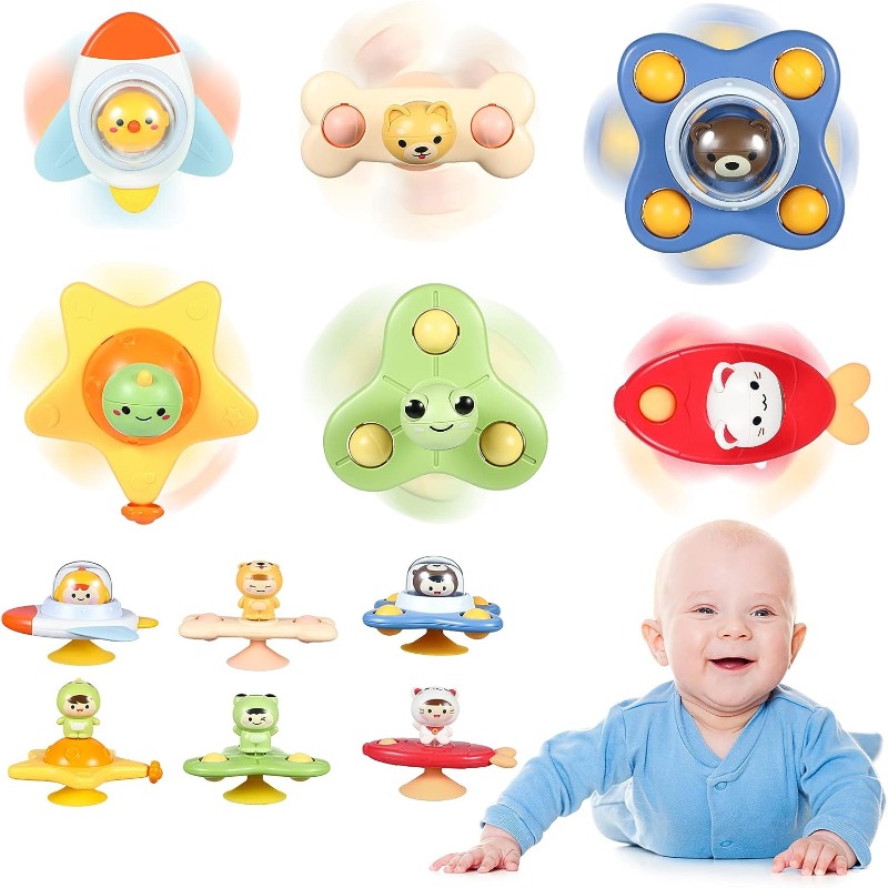  6PCS Suction Cup Spinner Toy for Toddlers 1-3 Year Old,Sensory  Bath Toys Gift for 18 Months,Window Suction Spinner Toys,Boys and Girls  Sensory Toys Gifts,Travel Baby Spinning Toys : Toys & Games