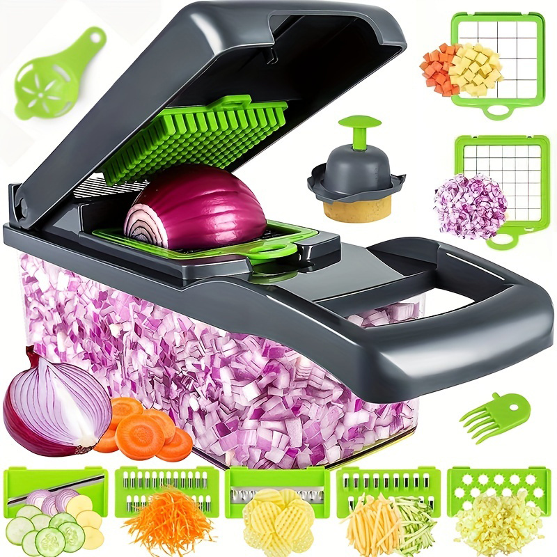 Vegetable Chopper, Food Processor with Stainless-Steel Shredders