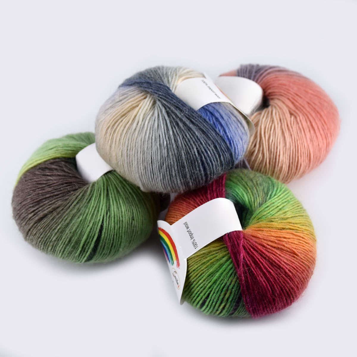 Soft Knitting Yarn Skeins Wool Rainbow Craft Yarn Multicolor Yarn