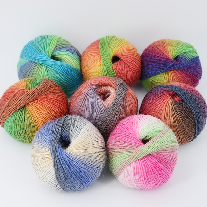 50g 140m/153yd Rainbow Soft Yarn 70% Australian wool 30% Imported nylon  Gradient Multi Color Yarn for Crocheting Knit DIY Hand Knitting Yarn