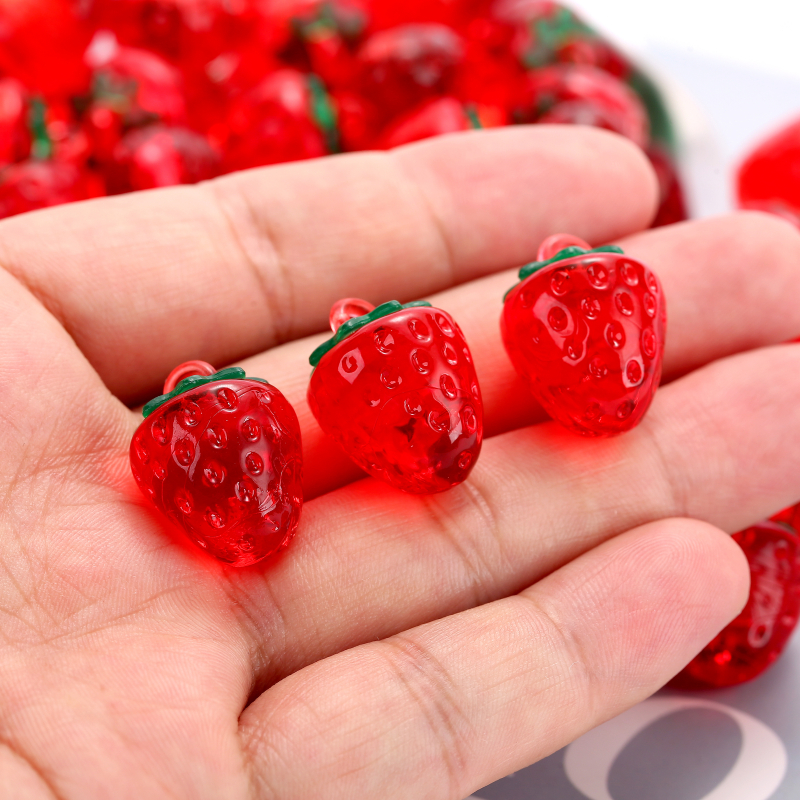 Handmade Strawberry Resin Strawberry Charm For DIY Jewelry Making