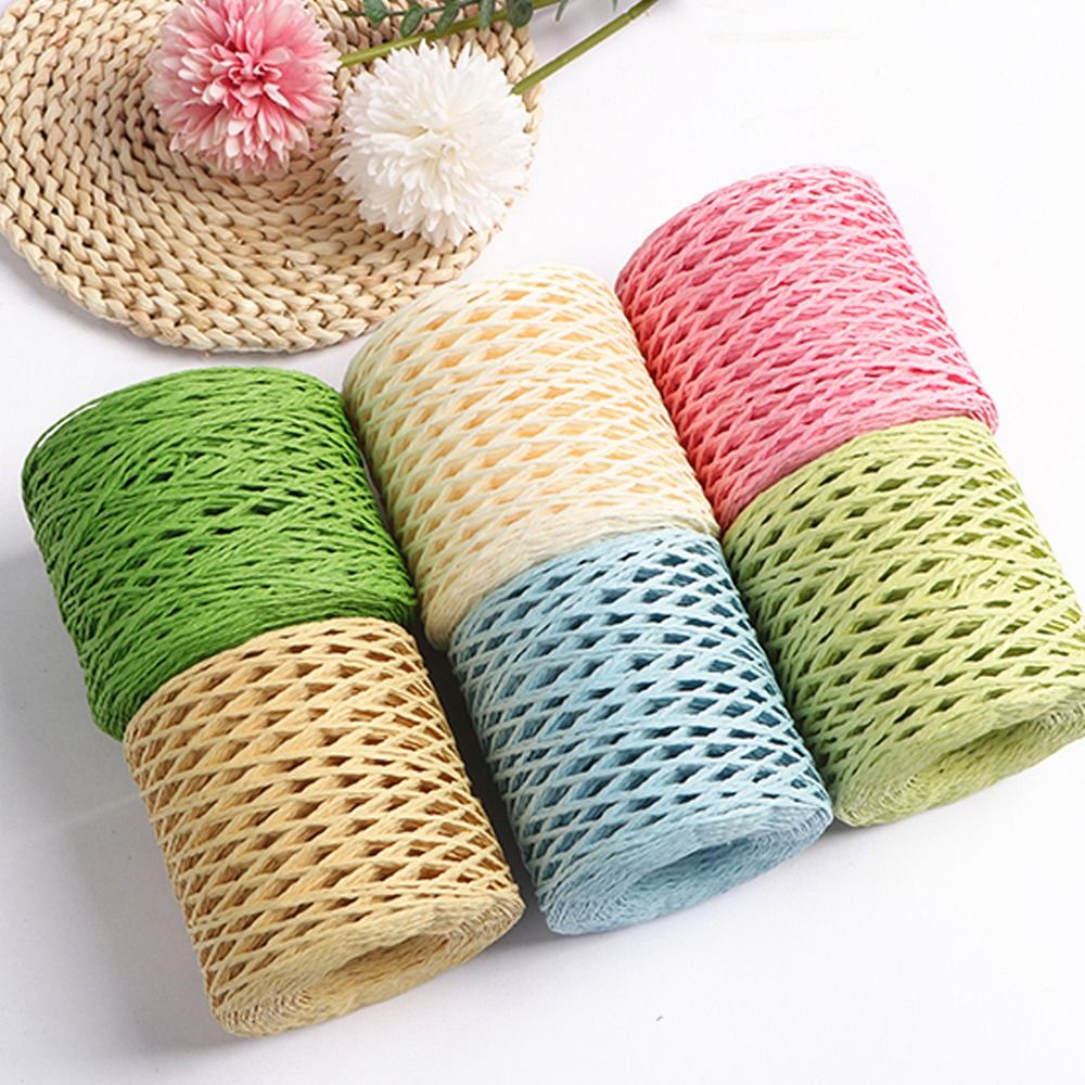Raffia Yarn 200m Rope Ribbon Natural Raffia Straw Paper Cords for Waving  Twine Party Packing Craft DIY Sewing Supplies