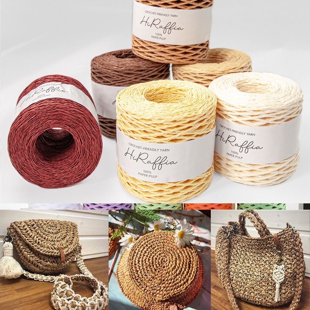 Gift Wrap Ribbon Raffia Yarn For Crochet Raffia Fiber - Temu