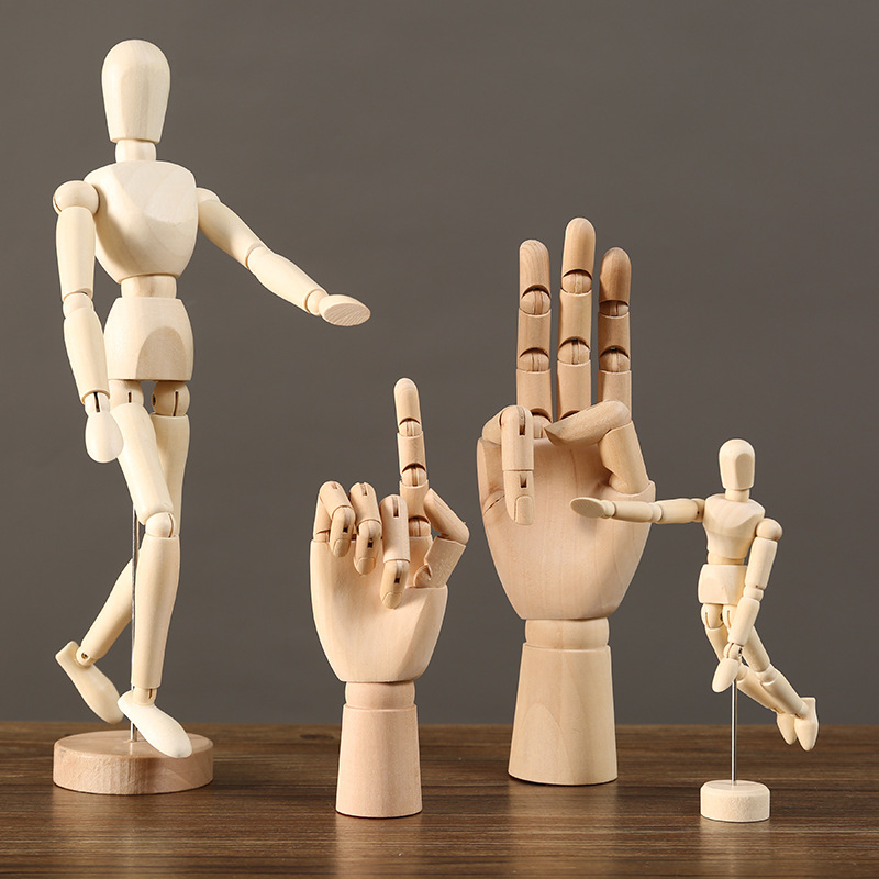Mannequin Hand Set 12 Wood Artist Model Jointed Articulated Flexible  Fingers