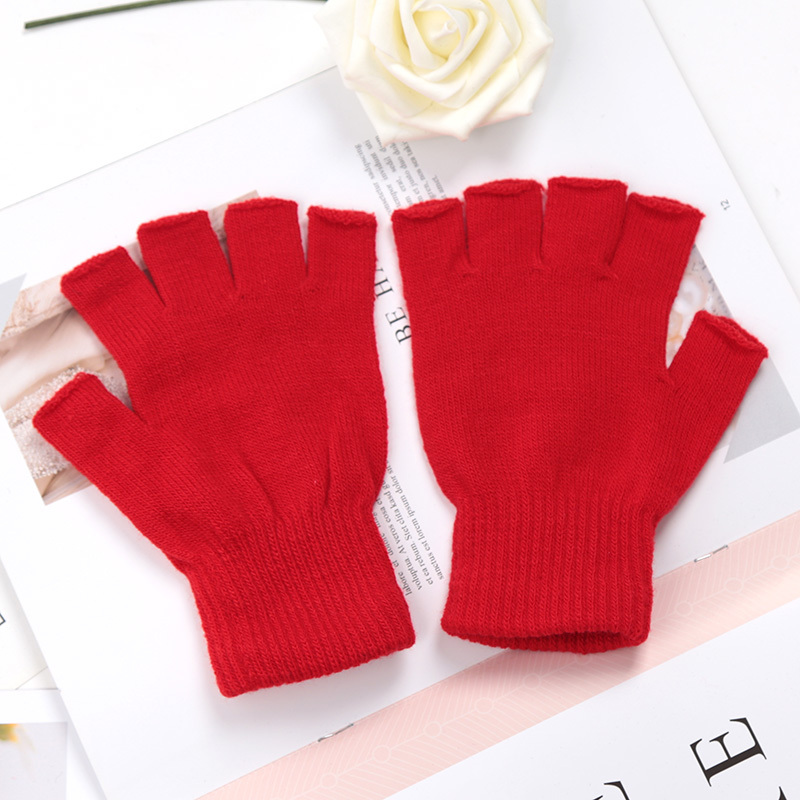 Half Finger Fingerless Gloves For Women And Men Wool Knit Wrist Cotton  Gloves 