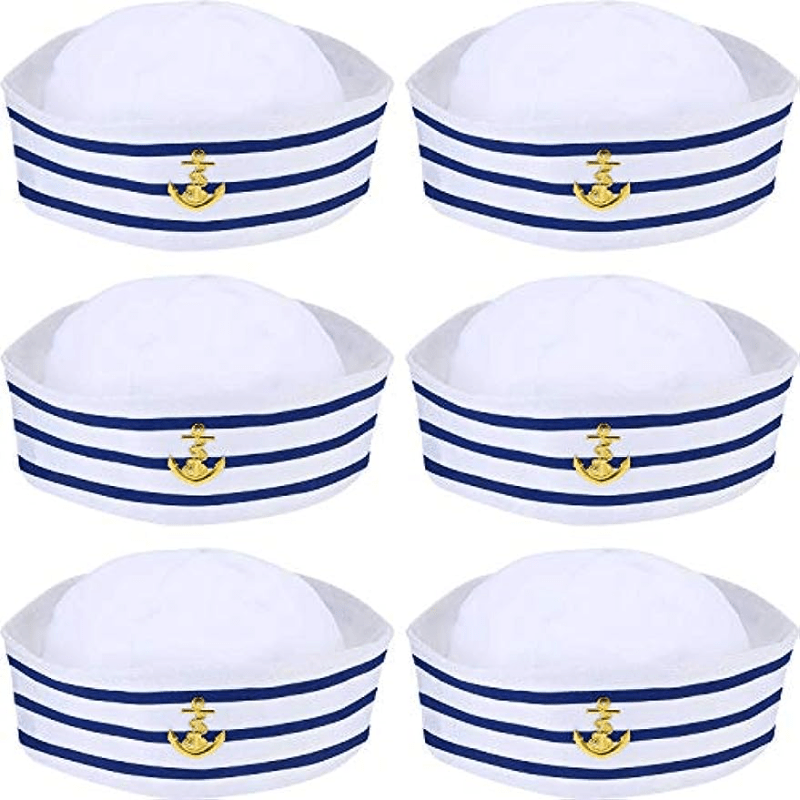 4 Pcs White Captain Sailor Yacht Hat Sailor Costume Hats Boat Captain Hat  Yacht Nautical Hats Yacht Outfit Men Boat Hats Captains Hat Cotton  Polyester