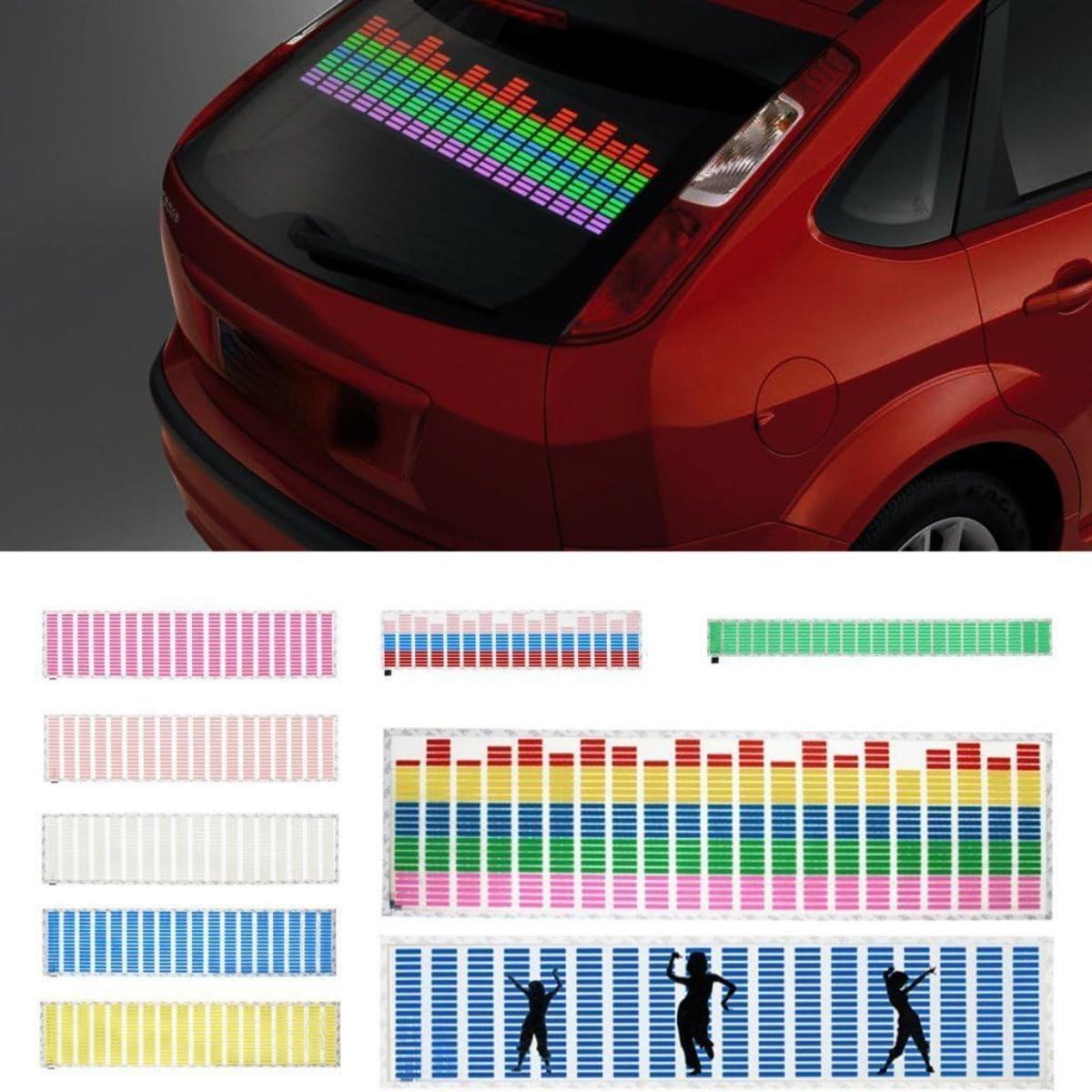 Auto-Musik-Rhythmus-Licht-Sound, Musik-Aktivierungssensor, LED-Musik- Rhythmus-Licht-Aufkleber, Blatt geeignet for alle Autos, 90 x 25 cm :  : Auto & Motorrad