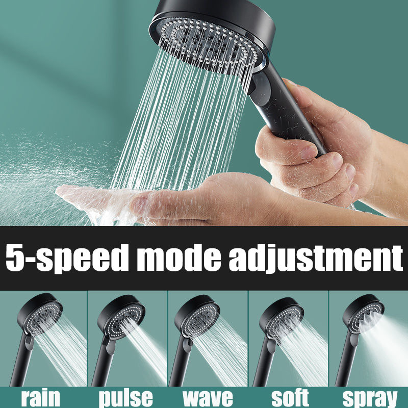 

1pc High Pressure Shower Head, Turbo Replete For Shower Head, 5 Molds Knobs Saving Shower Head, Bathroom Accessories