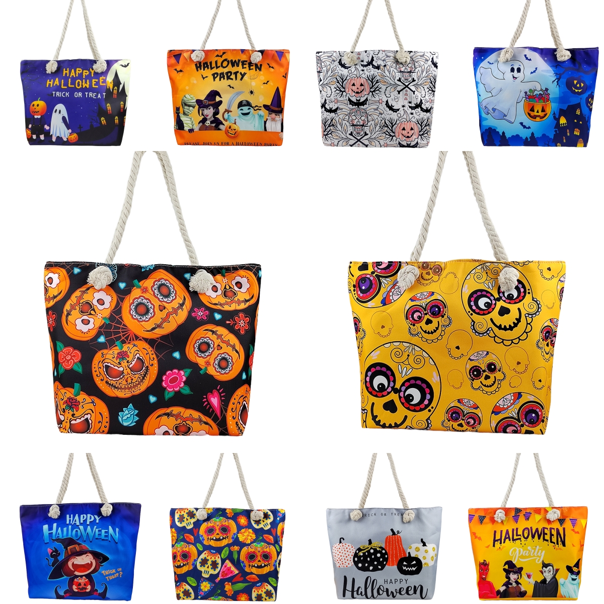 Melt Smile Face Print Tote Bag Stay Spooky Canvas Shoulder - Temu