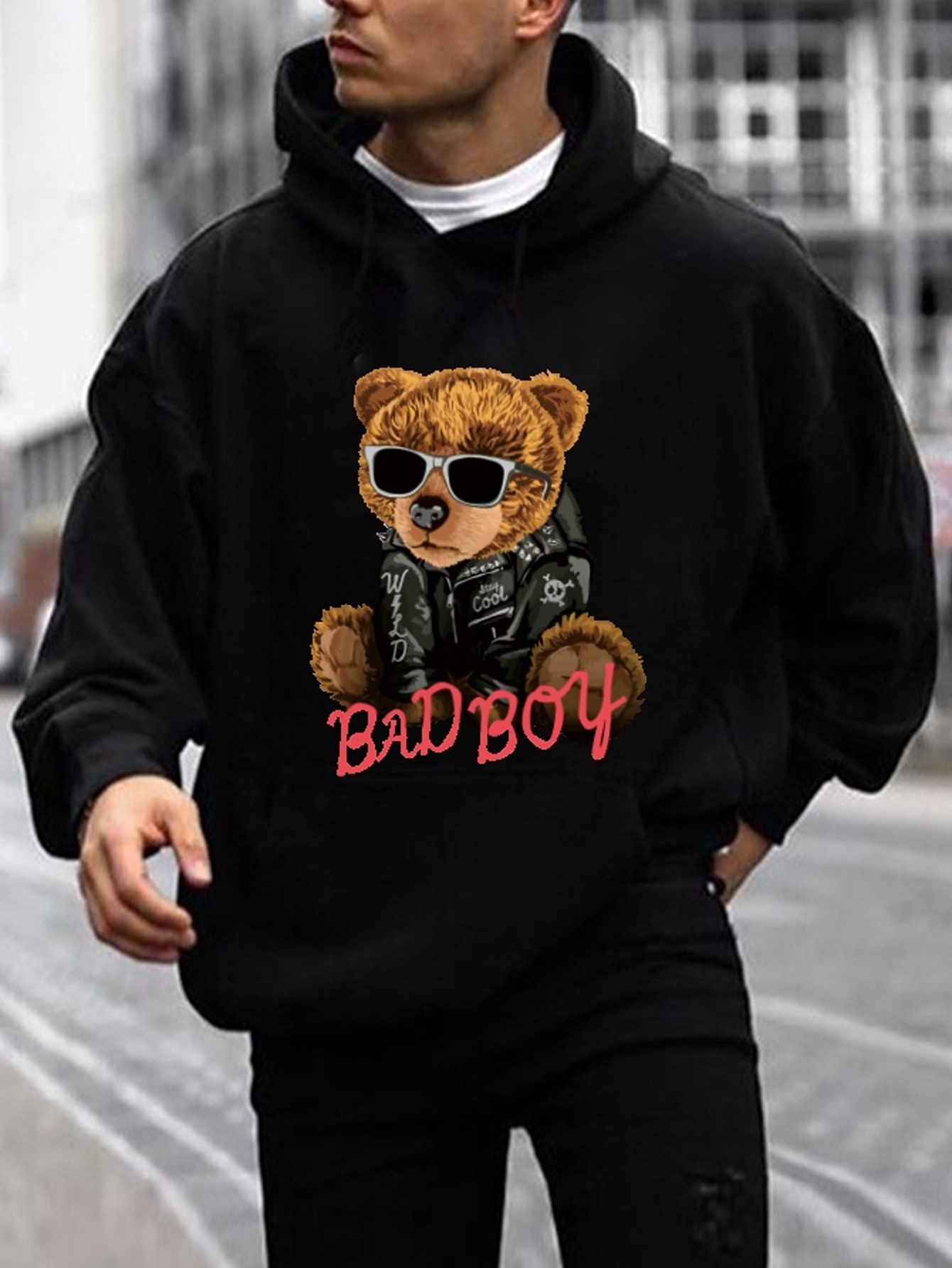 Stylish Teddy Bear Print Hoodie Cool Hoodies Men Men's - Temu