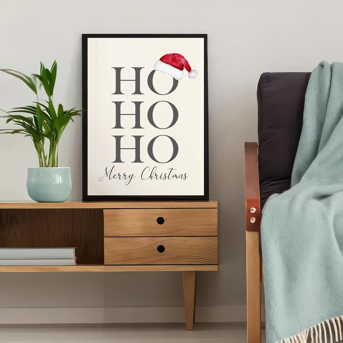 CHRISTMAS PRINT, Ho Ho Ho, Christmas Wall Art, Festive Print