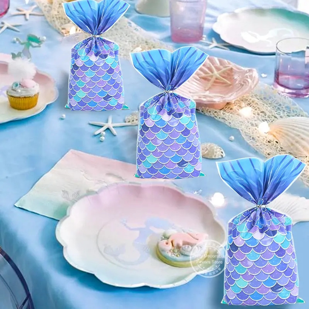 30pcs, Mermaid Tail Candy Gift Packing Bags Little Mermaid Birthday Party  Decor Biscuit Bag Wedding Suppies, Cheapest Items Available, Clearance Sale