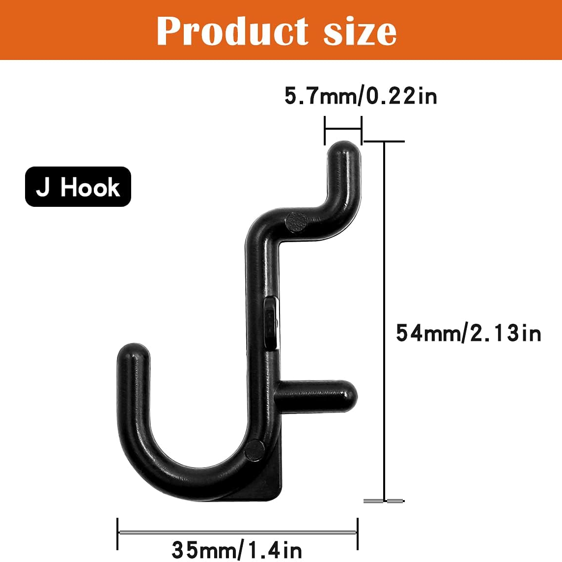 JSP Manufacturing Peg Board Non-Locking Plastic J Hook Style Hooks | Garage  Tool Storage Craft Hooks Pegboard Asscessories (50, Black)