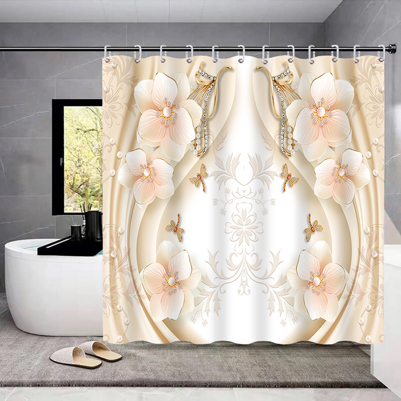 Home Decor Waterproof Shower Curtain Set with 12 Hooks Toilet