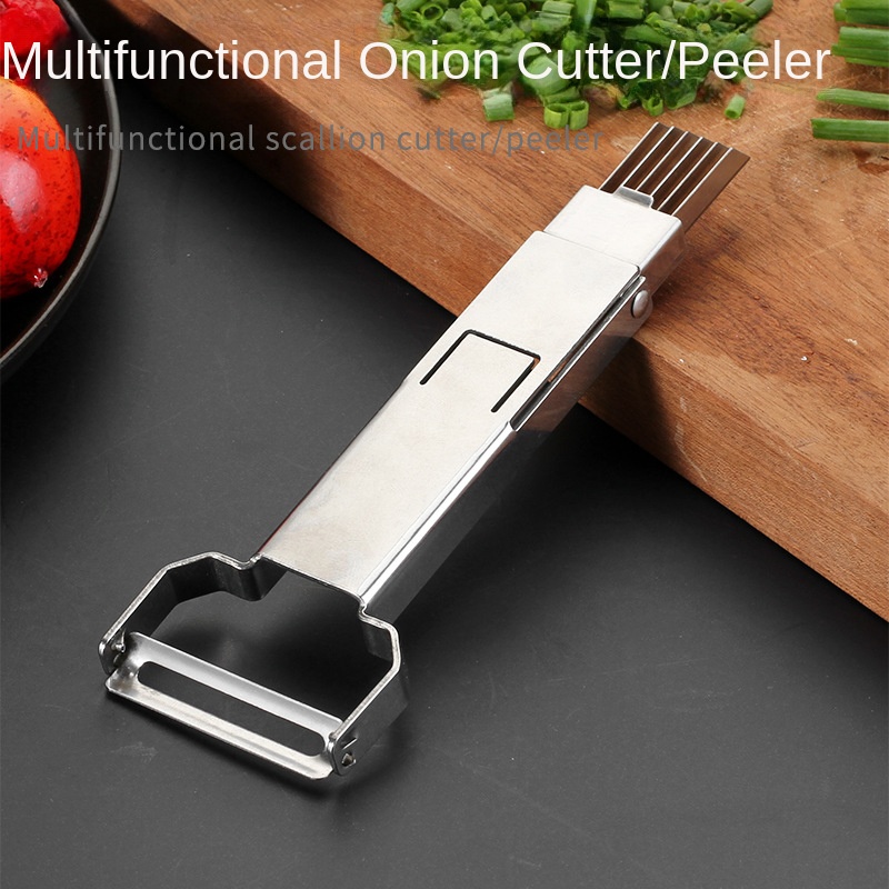 New Multifunctional Stainless Steel Scallion Cutter Onion Slicer