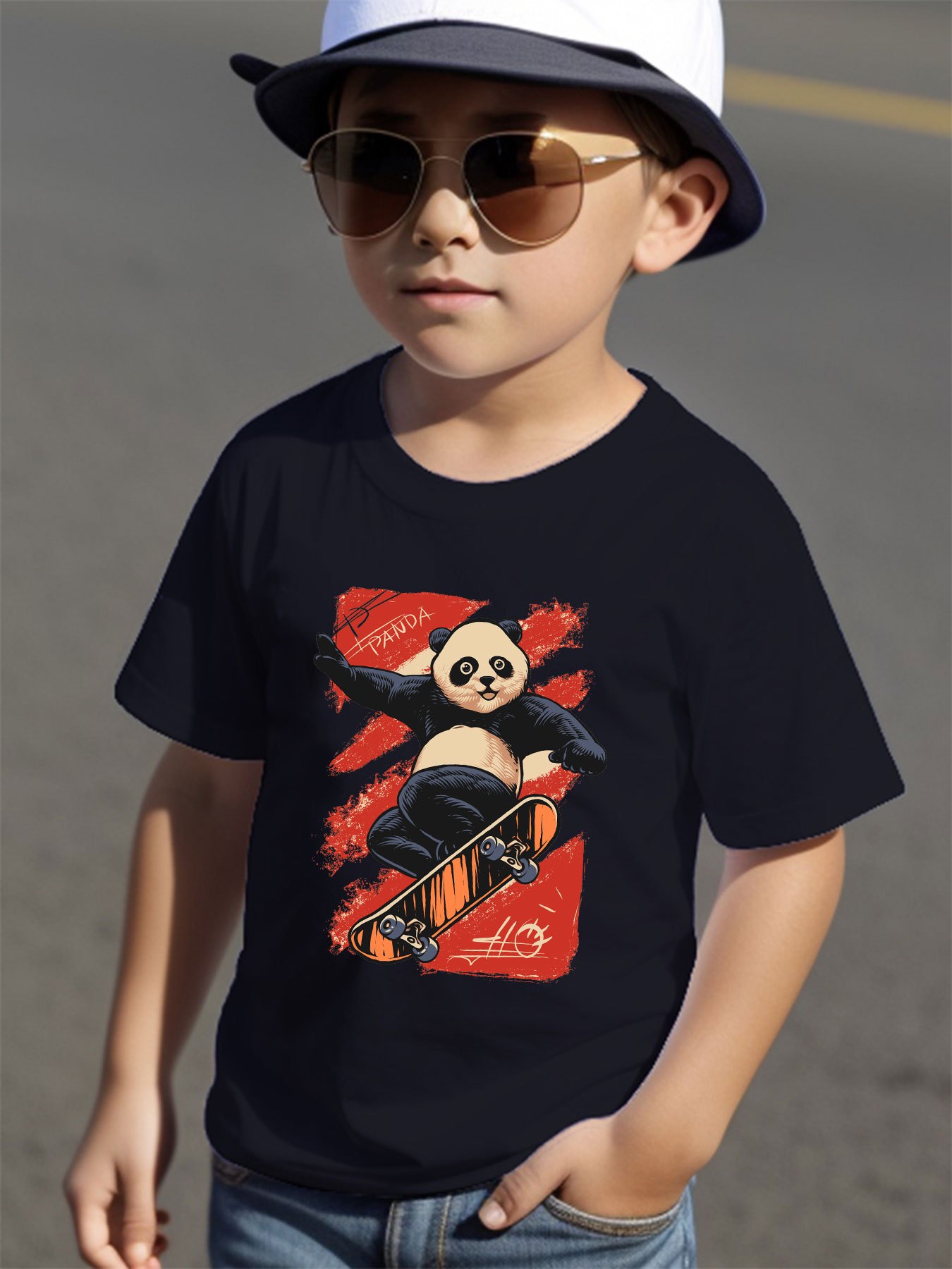 Skateboarding Panda Print T shirts Boys Cool Lightweight - Temu