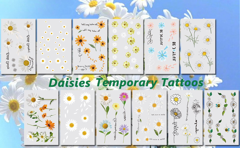Daisy Wildflower Temporary Tattoo / Daisies Floral Wrist 