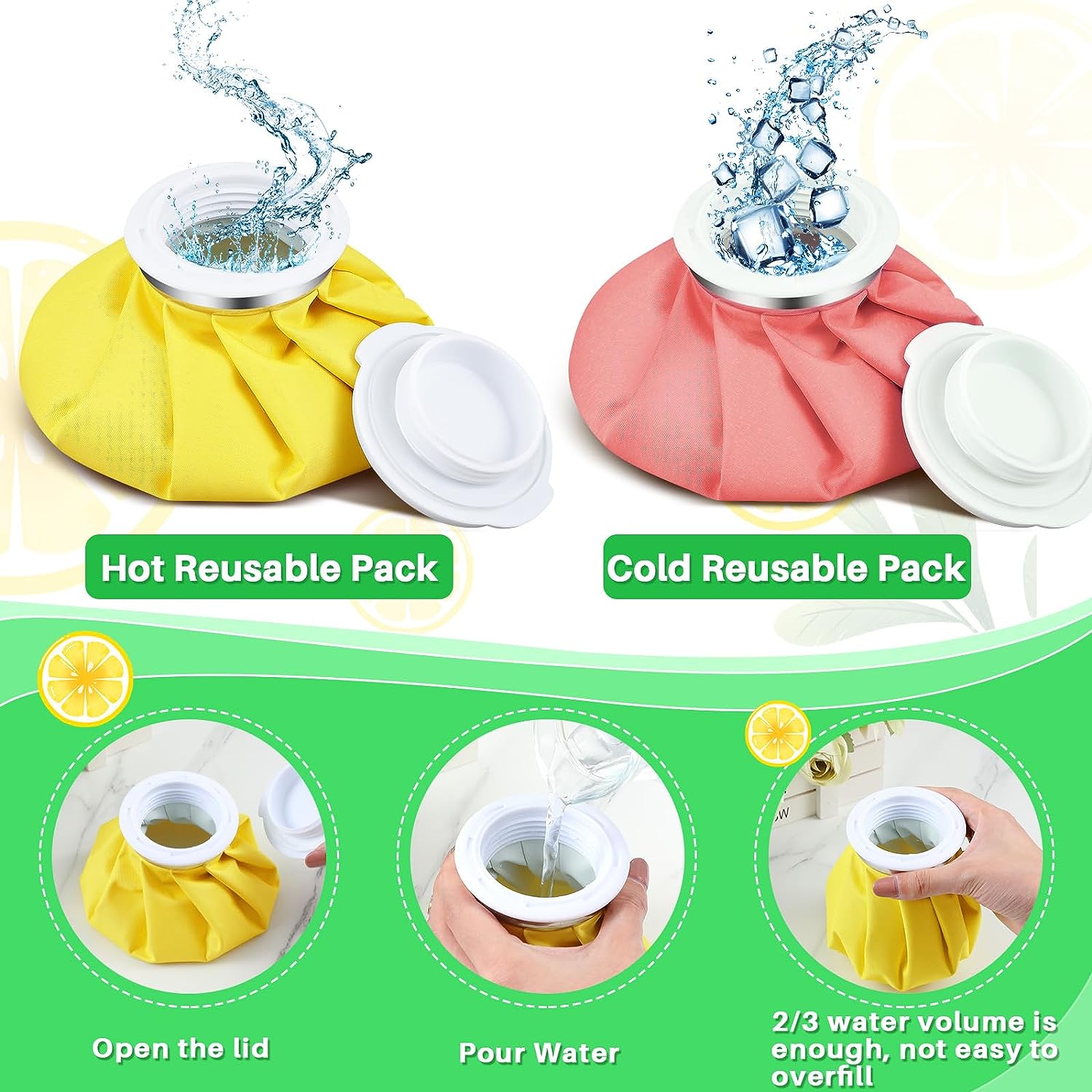 3 bolsas de hielo reutilizables para lesiones bolsas de hielo frío y  caliente de 6 pulgadas, 9 pulgadas, 10 pulgadas, bolsa de hielo  reutilizable para