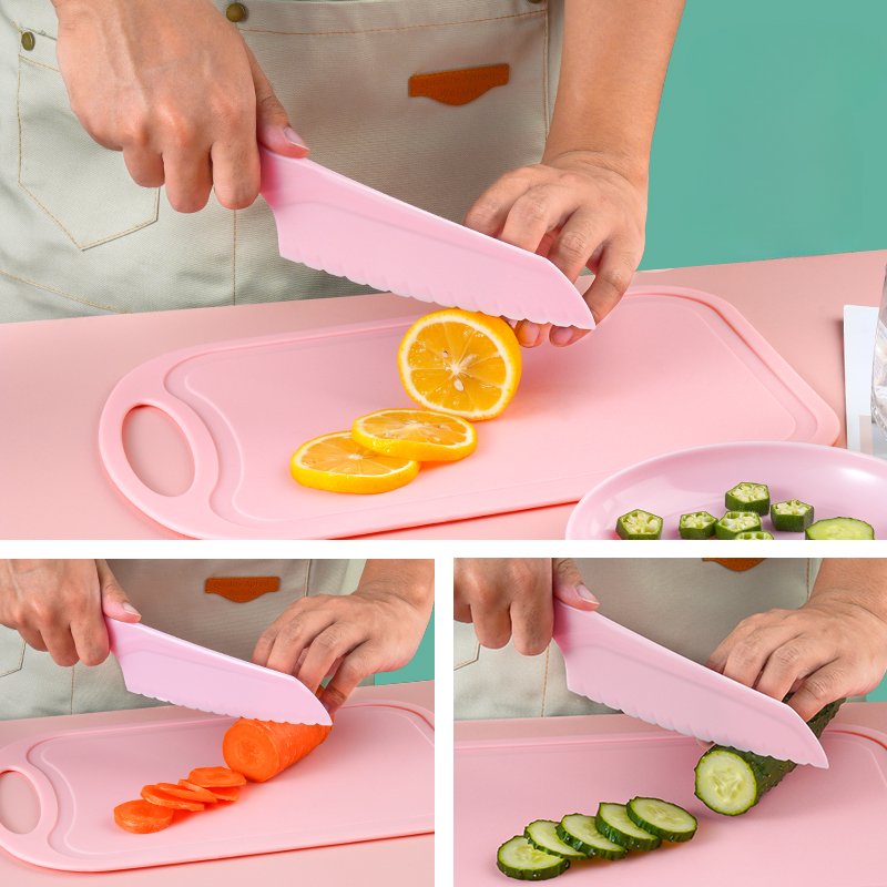 Kindermesser Set, 4-teiliges Kinder Küchenmesser-Wellenschneider zum  Schneiden von Obst oder Gemüse, Kindermesser ab 2 jahre, Kinderbesteck  Messerset