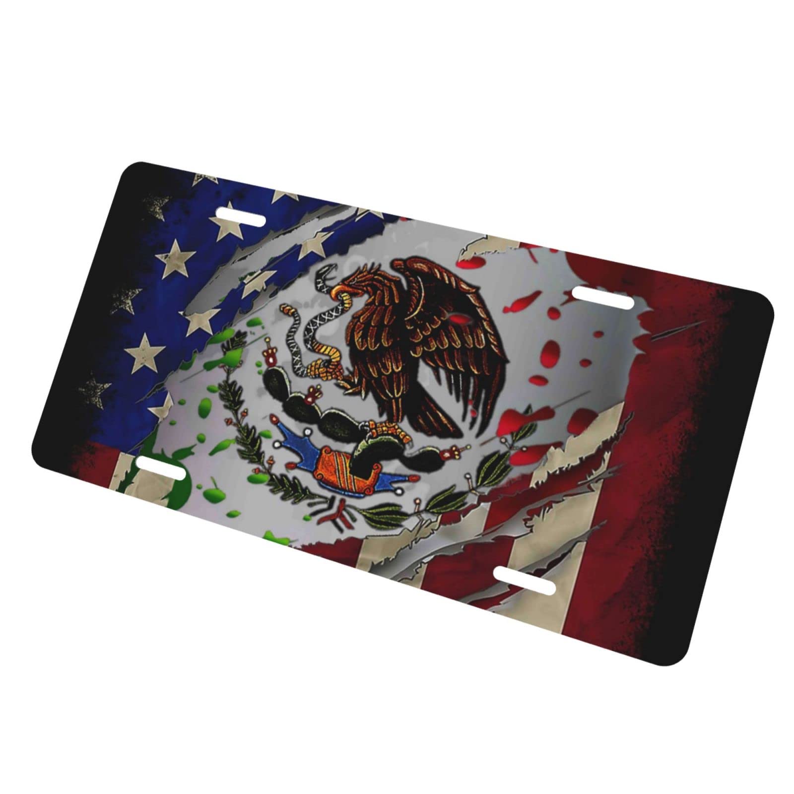 Mexican American Flag Mexico Independence Day Dia De Independencia Aluminum License  Plate Decorative Metal Car Front License Plate Cover Car Tag - Automotive -  Temu
