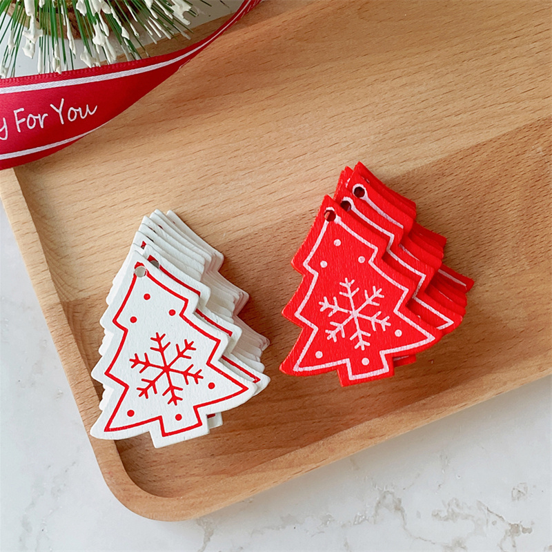 10pcs happy new year natural wood christmas tree ornament wooden pendant gift snow elf christmas decoration creative home diy accessories christmas decorations home decor room decor scene decor details 7