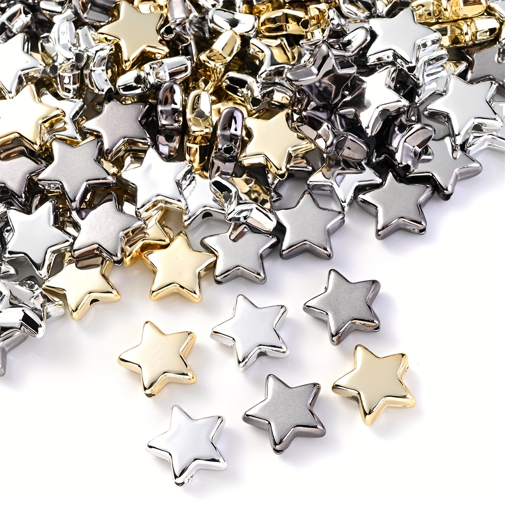 White Gold Star Round Flat Beads, 7mm Star Beads, Spacer Beads, Star Beads  for Jewellery Making 