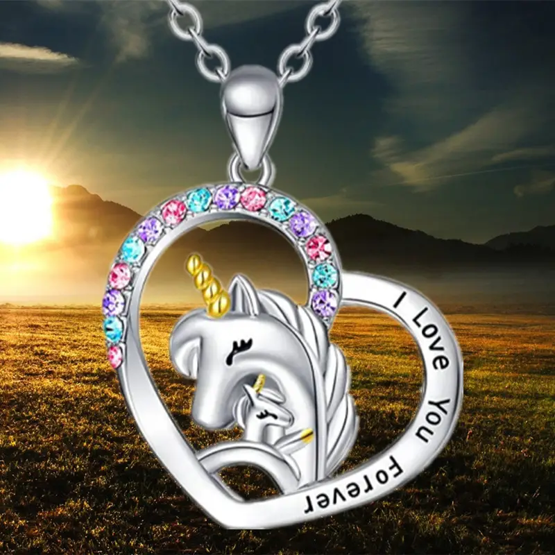 Cute Creative Heart Pendant Unicorn Necklace Exquisite - Temu