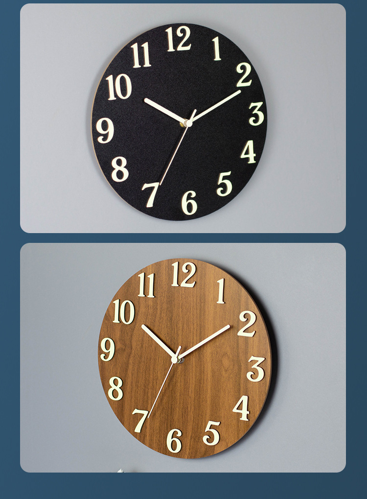 Modern Night Light Wall Clock, Silent Non-ticking Quartz Wall