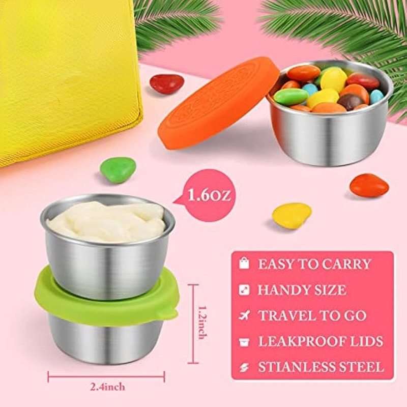 Small Glass Condiment Containers With Lid, Salad Dressing Container,  Dipping Sauce Cups Set, Leak Proof Reusable Sauce Containers For Lunch Box  Picnic Travel, Kitchen Accessaries - Temu
