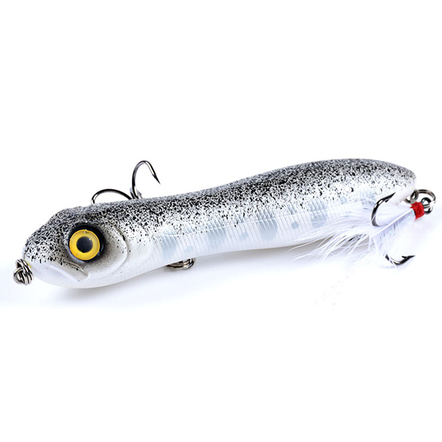 Topwater Popper Fishing Lure Hard Bait Lifelike Eyes Artificial Wobblers  Treble Hooks for Saltwater Freshwater Fishing Tackle