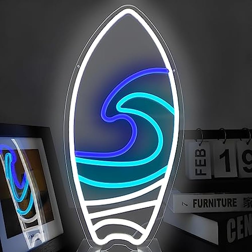 1pc Surfing Board Neon Sign Dimmable LED Sign, Surfer Light Up Wall Neon  Signs, For Bedroom Boys Room Man Cave Beach Neon Wall Light Decor, USB  Powere