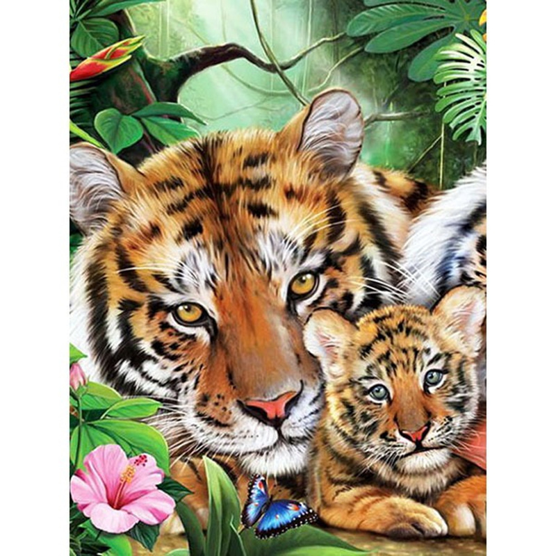 Tiger Paint by Numbers, DIY Colorful Canvas Acrylic Painting Supplies, Adults  Paint by Numbers Painting Kit, Tiger Head Artwork DIY Project 
