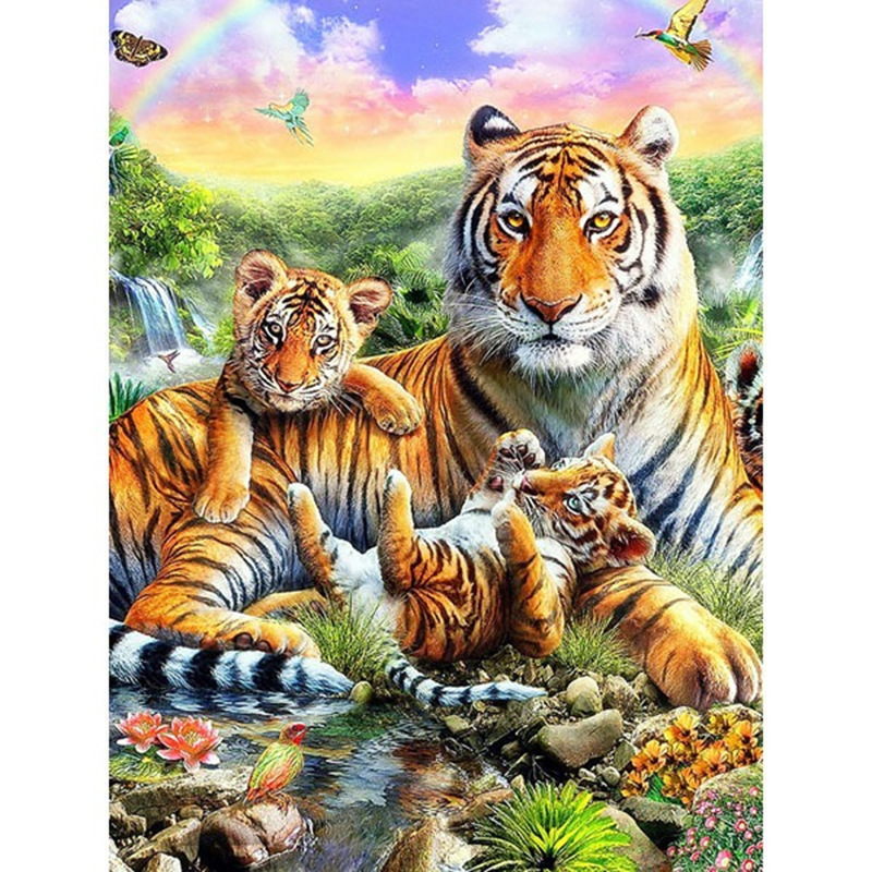 Tigers Family Diamond Painting Kits Tiger Leopard Family - Temu