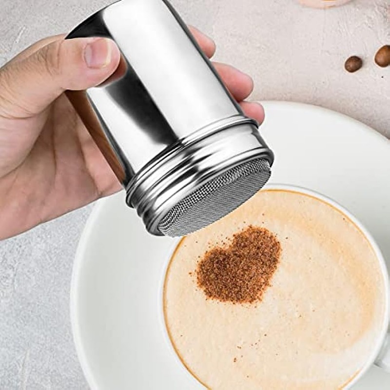 Shaker à poudre en acier inoxydable idéal pour saupoudrer de sucre de cacao  et