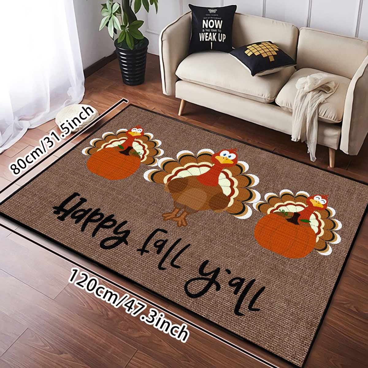 happy Fall Y'all Cute Turkey Door Mat, Indoor Mat, Creative