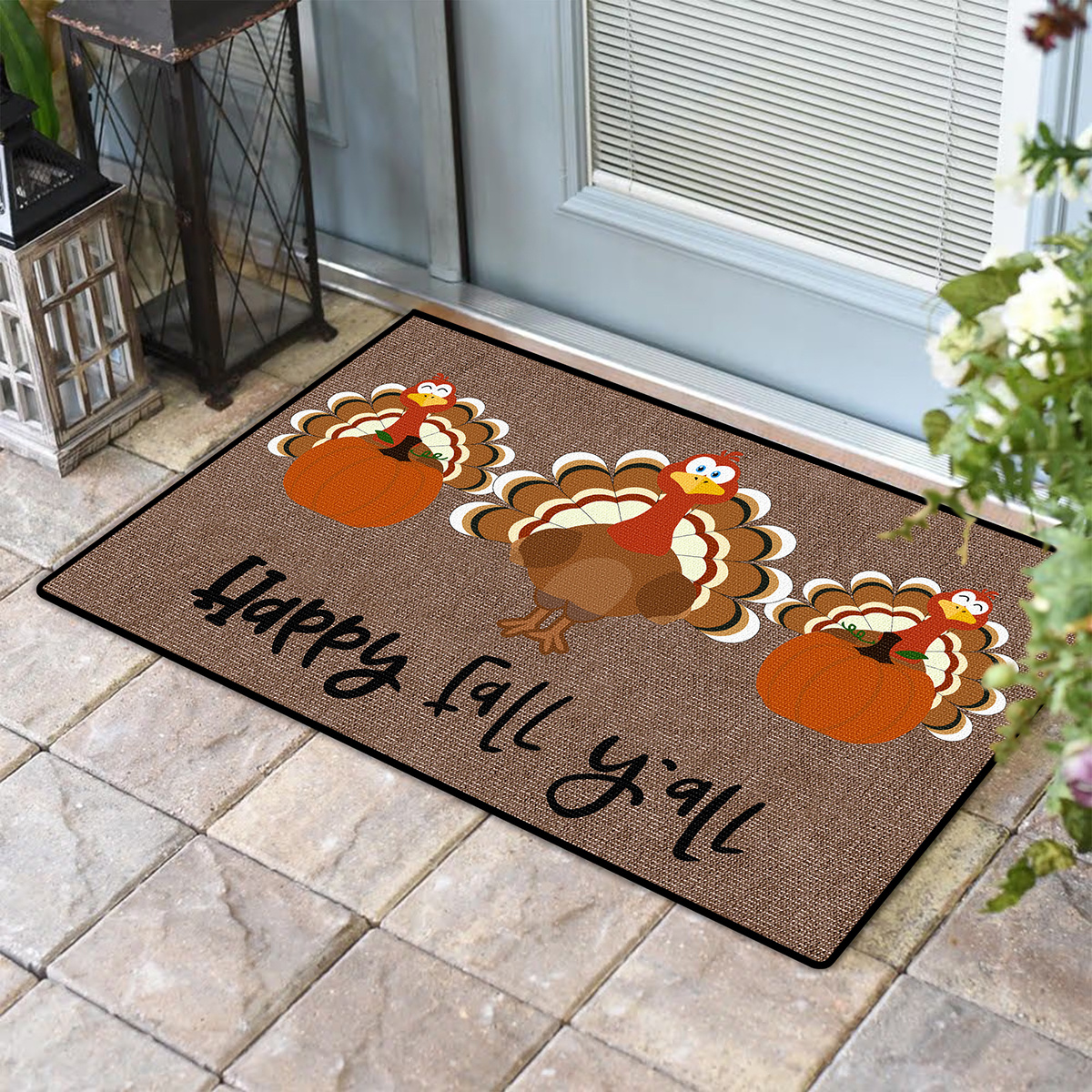 happy Fall Y'all Cute Turkey Door Mat, Indoor Mat, Creative