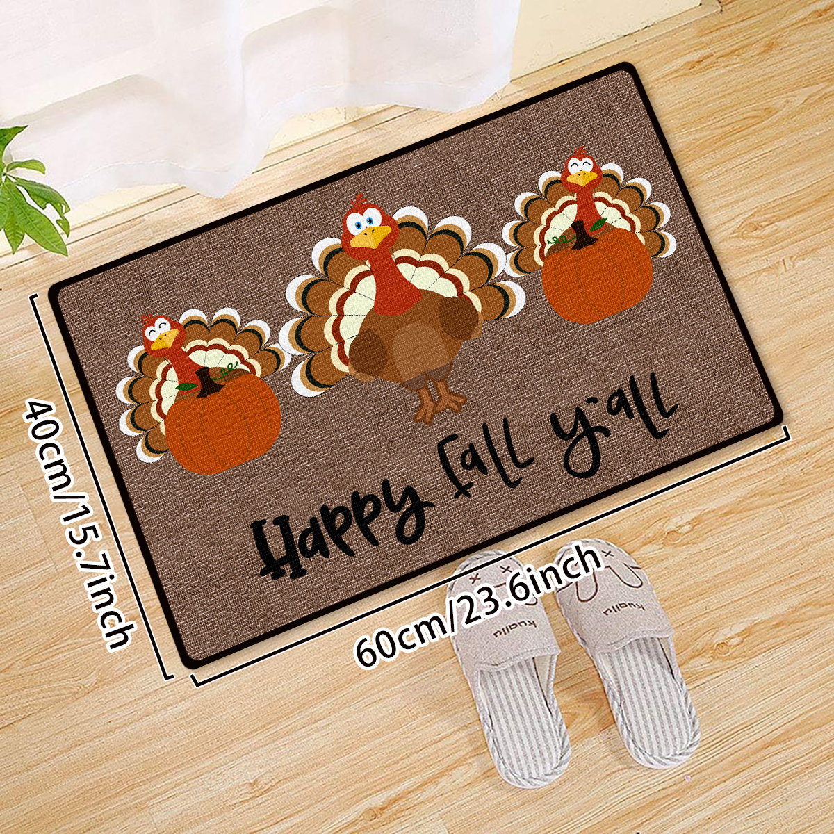 happy Fall Y'all Cute Turkey Door Mat, Indoor Mat, Creative