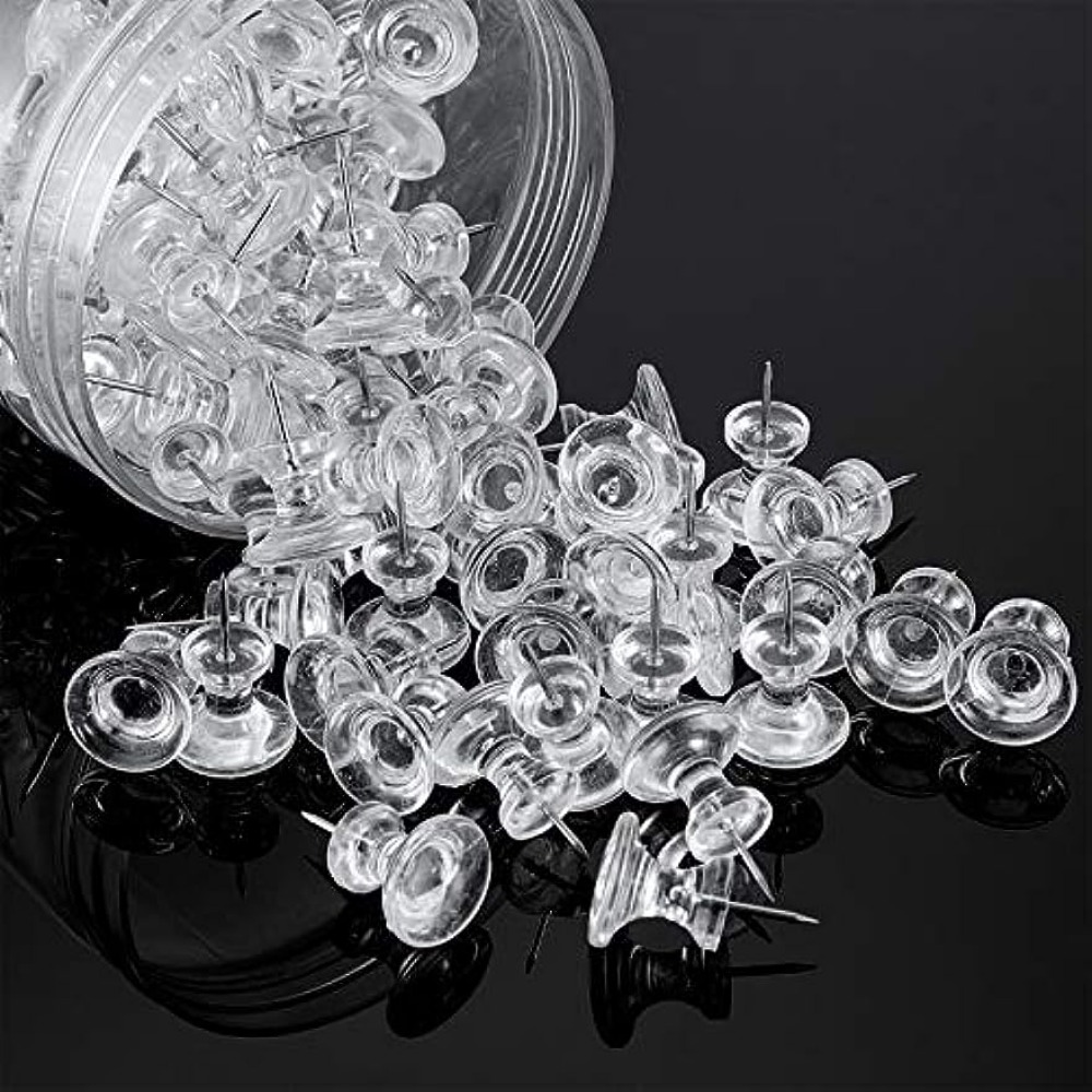 100 Pieces Jumbo Giant Large Push Pins 1 Inch Standard Thumb Tacks Steel  Point and Plastic Head Push Pins for Cork Board (Clear)
