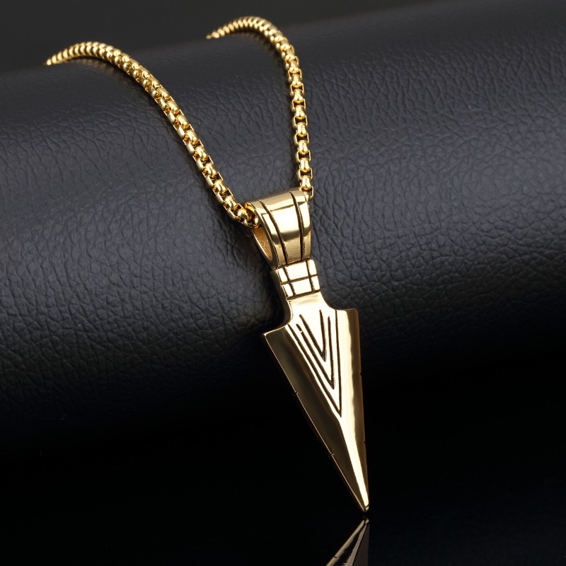 Mens Necklace Chain with Arrow Jewellery Pendant Hip Punk Rock Hop