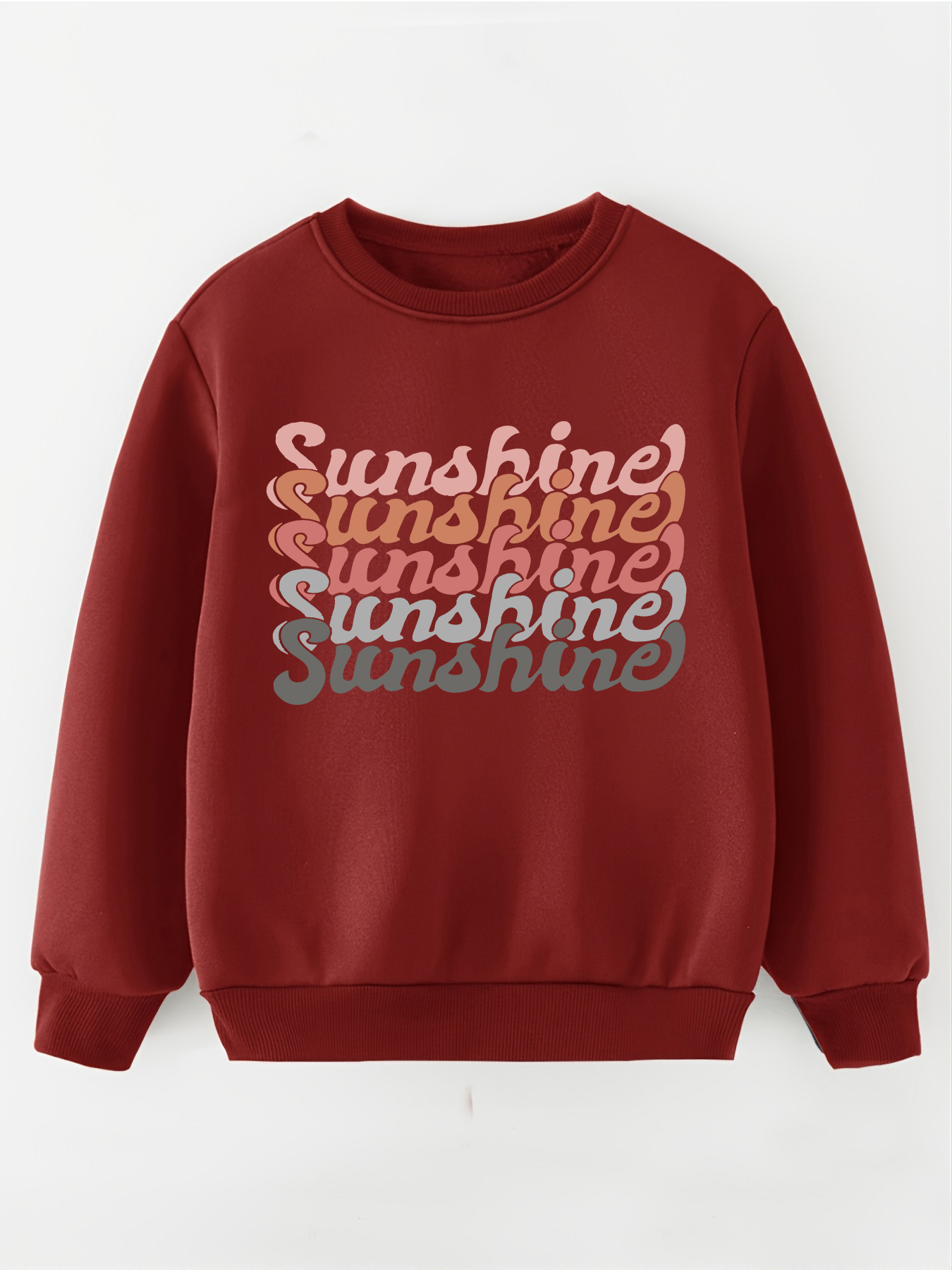 Girl Cartoon ''sunshine'' Letter Print Sweatshirt Comfy Crew - Temu