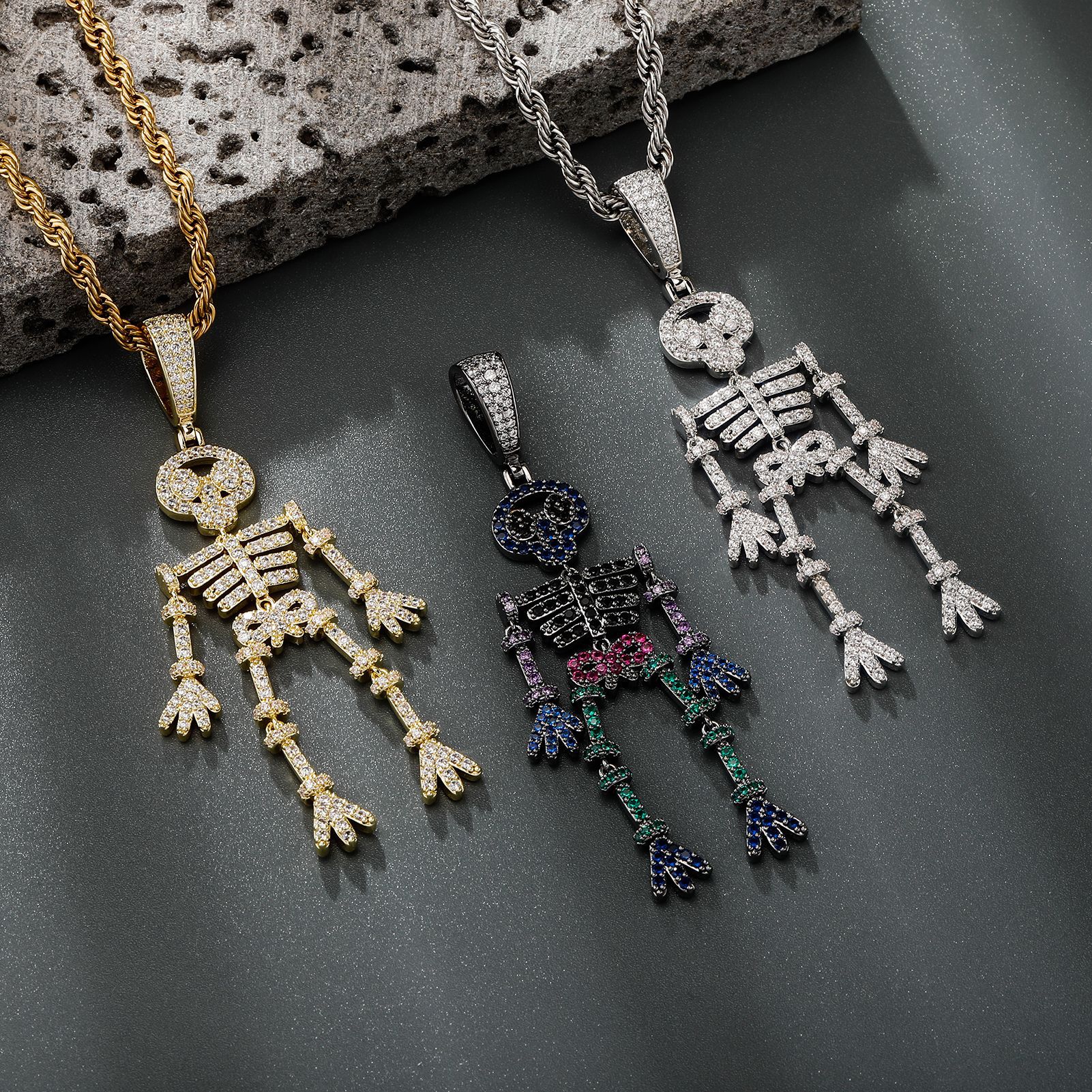 Männer Halskette mit Skelett Anhänger