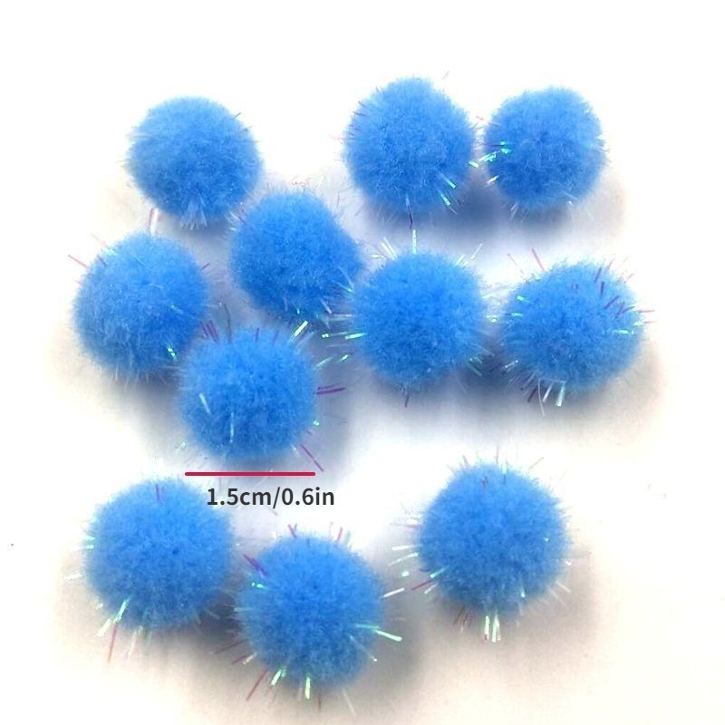 All in One Assorted Color Glitter Sparkle Pom Poms for Craft DIY (15mm)