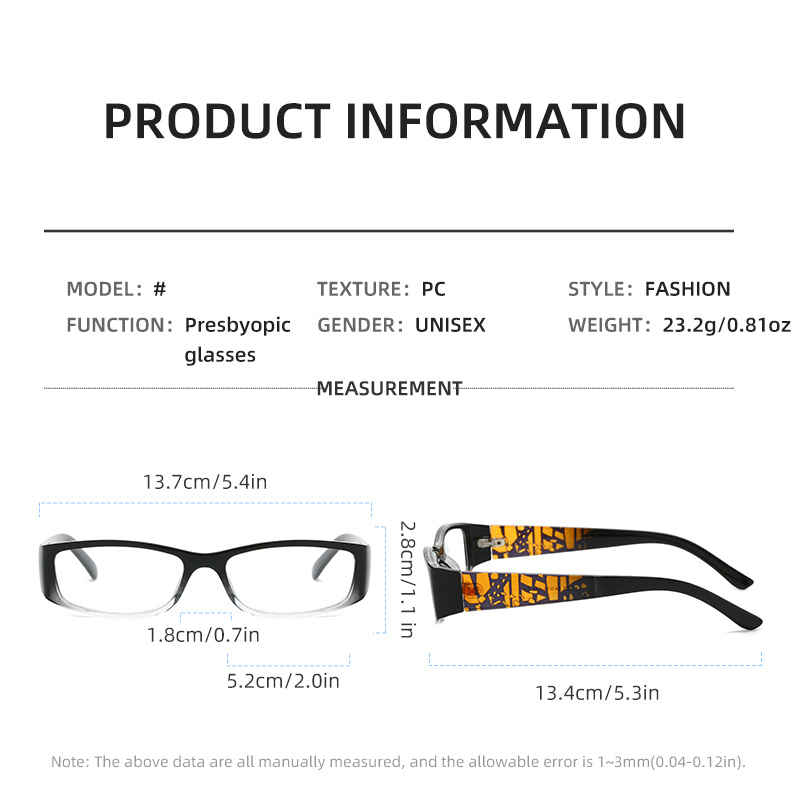 PC Squared Full Rim Frame Reading Glasses