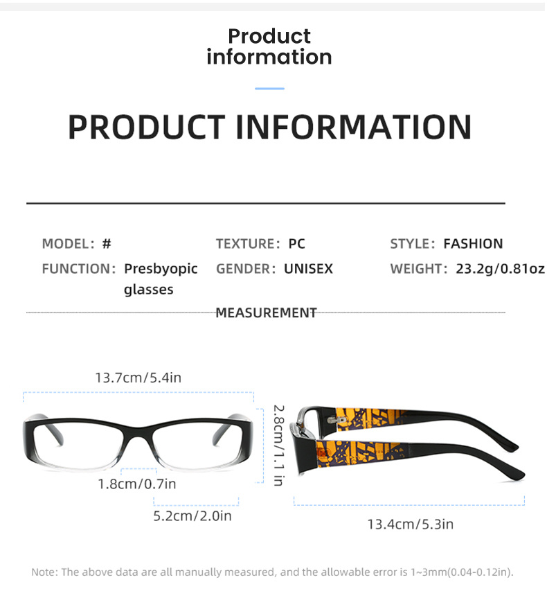 Luxury Men Square Reading Glasses Prebyopia Eyeglasses Fashion Optical  Eyewear