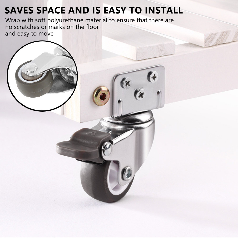 Self Adhesive Mini Swivel Wheels for Furniture Heavy Duty Appliance Wheels,  1 Inch Low Profile Small Casters for Kitchen Appliances/Storage Box, Load