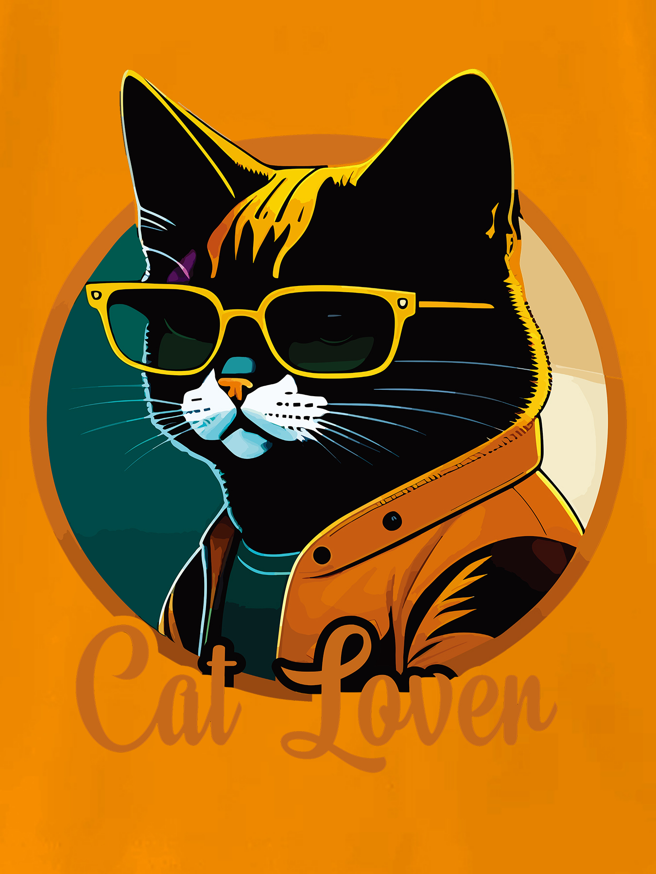 portrait of a cool cat wearing summer clothes and sunglasses