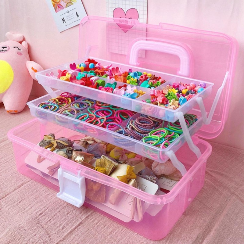 Large Children's Hair Accessories Storage Box Household Girls Rubber Band  Hairpin Jewelry Storage with Mirror Jewelry Box - AliExpress