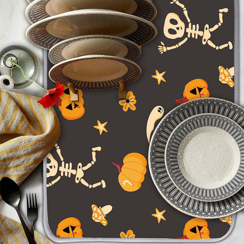 Polyester Drain Mat Happy Halloween Dish Drying Mat - Temu