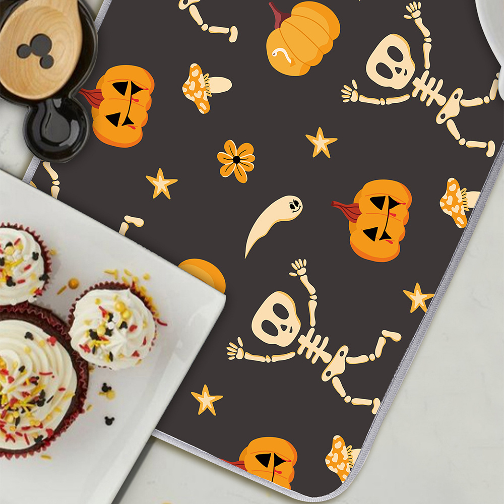 Polyester Drain Mat Happy Halloween Dish Drying Mat - Temu