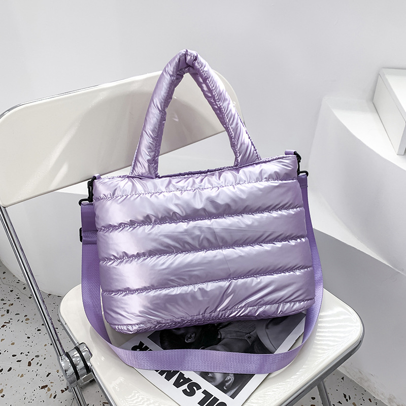 Puffer Bag Quilted Bag Lightweight Puffy Tote Bag Quilted Tote Bag for  Women Quilted Padding Shoulder Bag(Purple)